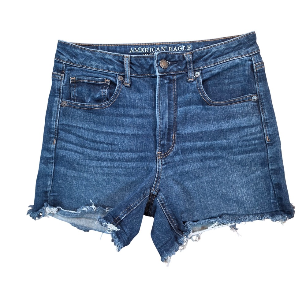 American Eagle Super Hi-Rise Shortie Super Stretch Dark Wash Denim Shorts 8
